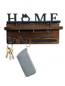 Wall Mounted Wooden Key Holder With HOME Sign, Rustic Key Rack & Mail Organizer, Multifunctional Wall Key Hook, Room Decor, Bedroom Decor For Bedroom, Kitchen, Bathroom, Foyer, Stylish Home Decor, Wall Storage Display Decor For Entryway - View 9