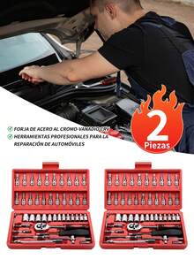 46pcs Ratchet Socket Wrench Tool Set, Multi-Size Sockets And Screwdriver Bits, Portable Hard Case, Suitable For Car, Bicycle And Home Repair Work - Repair Tool Set - View 5