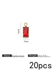 20Pcs Rectangle Glass Crystal Charms,304 Stainless Steel Gold Plated Multicolor Pendants,Charms For Jewelry Making,Diy Necklace Bracelet Supplies - Rhinestone Pendant - View 20