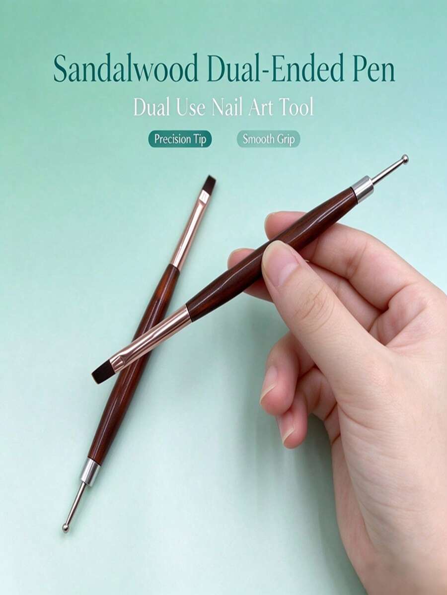 Ual‑Ended Nail Art Painting Dotting Pen Amber Texture Handle Manicure Creation Tool