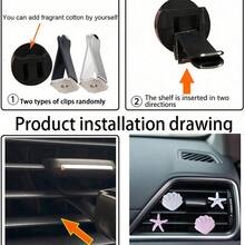 4pcs Starfish Shell Car Air Vent Clips, Summer Ocean Theme Decoration, Cute & Exquisite Design, Secure Grip Without Affecting Airflow, Easily Adds Fresh Atmosphere To Car Interior, Creative Car Interior Gift Suitable For Women - Starfish Shell Car Air Vent Clip - View 2