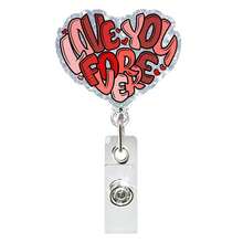 1pc Valentine's Day Glitter Heart English Letter Bow Retractable Easy Pull Rotating Badge Reel For Nurses - Multicolor - View 8