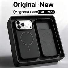 極簡時尚原創液態矽膠磁吸手機殼，兼容 18 Pro Max 18 Pro，天鵝絨內裡防震手機殼，兼容 16e 17e 17 Pro Max 16 Pro Max 15 14 13 12 11 - 黑色 - 查看 2