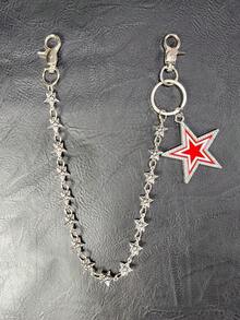 Hip Hop Punk Street Style Metal Star Chain Pants Chain Niche Design European And American New Unisex Versatile Waist Chain Pocket Chain Keychain Wallet Chain Luxury Accessory Holiday Gift Multi-Layer Key Chain Punk Pants Chain Motorcycle Riding Jeans Accessory - Ancient White K - View 9