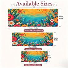1pc Colorful Wildflower Sun Mouse Pad, Bright Floral Garden And Painted Turquoise Background Pattern Extended Desk Mat For Home Office And Gaming, Sizes S/M/L/XL - View 5