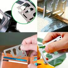 Kartu Multi-Tool Stainless Steel 11-in-1 - Perlengkapan Bertahan Hidup Portabel EDC dengan Pembuka Botol, Kunci Pas, Gergaji, Penggaris - Aksesori Multifungsi untuk Berkemah dan Berburu di Luar Ruangan - Kartu Alat - View 3