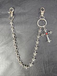 Cross Pants Chain Waist Chain Lobster Clasp Pendant Wallet Chain Vintage Chain Double Layer Chain Hip Hop Punk Jeans Chain Pocket Chain Men's Key Chain Multi-Element Pants Chain - Ancient White K - View 10