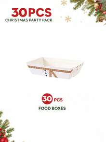 20/30/40PCS Disposable Paper Party Tableware Set, White Snowman Face And Colorful Snowflake Print, Suitable For Christmas Party, Christmas Eve Gathering, Family Celebration, Office Party, Winter Theme Event, New Year Party And Holiday Table Decor - Multi-color 3 - View 17