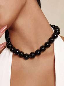 1pc Fashionable Minimalist Beaded Necklace For Women For Daily Decoration - Yellow Gold - View 3