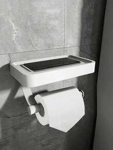 1pc Toilet Paper Holder With Phone Shelf - Wall Mounted Self-Adhesive Toilet Paper Roll Holder, Suitable For Bathroom And Washroom - No Drilling Thickened Design - Multicolor - View 8