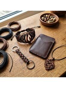 2M Matte Waxed Braided Wax Cord Jewelry Making Material Kit, Black & Brown Classic Color, High Strength, Anti-Peeling, Anti-Fading, For Braided Hanging Decor, Handmade Art Ornaments, Small Item Assembly And Creative Crafting - Wax Rope - View 5