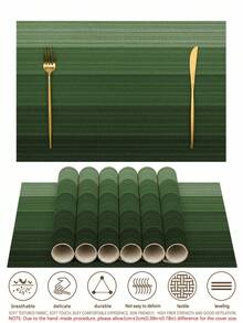 1pc/4pcs/6pcs,Gradient Color Modern Living Room Dining Table Placemats,Anti-Slip Square Style Table Mats,Washable,Kitchen Mats,Coffee Table Mats,Heat-Resistant Mats,Suitable For Weddings,Parties,Dining And Home Decor - Army Green - View 7