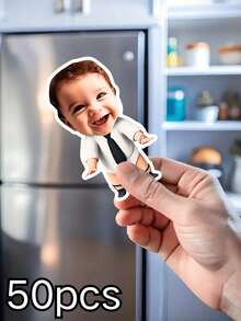 1/10/25/50/100/150pcs Christmas Decoration Customized Photo Stickers, Multiple Sizes, Fun Holiday Decorative Stickers, Suitable For Christmas And Children's Parties, Can Be Applied To Refrigerator, Window, Gift Box, Notebook, Cute Christmas Gift Decoration - Multicolor - View 11