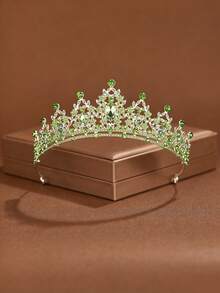 A Stylish And Exquisite Alloy Crown Suitable For Women's Wedding Party Hair Accessories - Mint Green - View 1