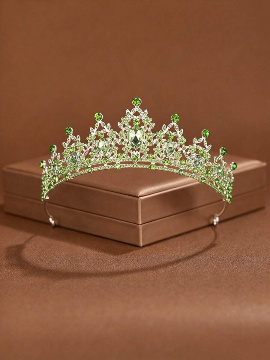 A Stylish And Exquisite Alloy Crown Suitable For Women's Wedding Party Hair Accessories - Mint Green - View 1