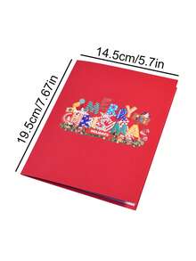 1PC Christmas Paper Carving Greeting Card, 3D Colorful Christmas Text Design, Holiday Party Message Card, Special Party Gift, Home Decoration, Room Decor, Gift For Friends - Single Piece - View 2