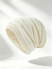 1 件女士绿色宽松便帽，厚保暖内衬，柔软亲肤，适合冬季日常穿着和户外活动，保暖且护耳，休闲 - 軍綠色 - 查看 9
