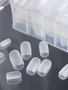 120pcs/Box Matte Soft Fake Nails, Transparent Almond Shape Removable Gel Press-On Nails, Short T-Shape Round Tip Oval Capsule Nail Tips, DIY Wearable Nail Art Supplies - Clear - View 6