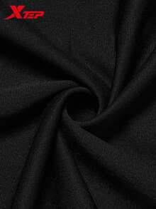 XTEP Short Sleeve Knit Top | Ice Silk Short Sleeve Unisex Couple Back Graphic Sports Running T-Shirt, Solid Black - True Black - View 5