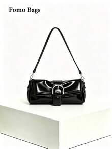 Niche Design Vintage Pillow Bag For Women, Versatile Fashion Commute, Outing, Daily Shopping, Black Cylindrical Handbag, Crossbody Bag - Black - View 1