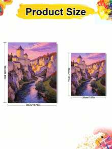 Paint By Numbers Riverside Castle Kit For Adults Frameless Acrylic Canvas Art, DIY Home Decor, Great Gift Idea For Birthdays, Holidays Gifts. - Sets - View 11