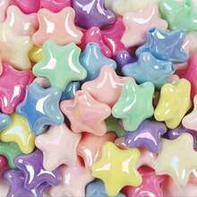 20pcs/50pcs Iridescent Pearlescent Star Beads, Colorful Candy Color Star Beads, Handmade DIY Bracelet Necklace Keychain Hair Accessory Earring Jewelry Making Supplies - Multicolor - View 2
