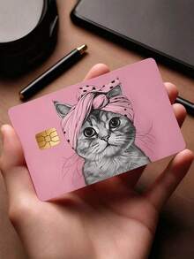 4pcs Cute Cat Credit Card Stickers, Suitable For Pet Lovers, Girls, Best Friends, Birthday Gifts, PVC Material, Waterproof, Anti-Fingerprint, Scratch-Resistant And Durable, Suitable For Men And Women, Students, Decorating Debit Cards/Credit Cards, Transit Cards, Bus Cards - B - View 1
