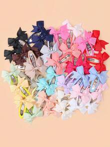 10pcs Multiple Colors Striped Ribbon Bow Hair Clips For Little Girls, Sweet Bowknot Barrettes Kids Daily Party Hair Accessories - Multicolor - View 4
