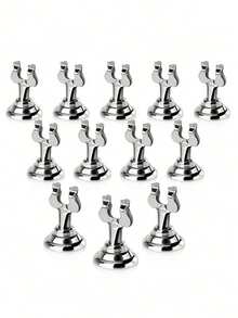 1/6pcs Silver Stainless Steel Table Number Card Holders, Mini Card Holders, Place Cards, Table Number Card Holders; Suitable For Weddings, Parties, Graduation Ceremonies, Receptions, Restaurants, Homes And Offices.Table Number Holder,Photo Holder - Silver - View 1