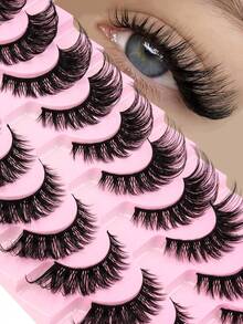 10 Pairs Cat Eye Faux Mink False Eyelashes, Fluffy And Lightweight, Long And Natural, Easy To Wear, Suitable For Beginners, Reusable, Strip False Eyelashes, Eyelashes, False Eyelashes - View 2