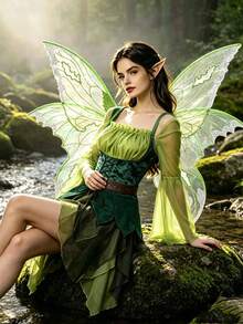 1 buah Sayap Kupu-kupu Peri Transparan Berpayet Hijau, Cocok untuk Wanita, Aksesori Kostum Cosplay Peri, Sayap dengan Tali yang Dapat Diatur, Sempurna untuk Pesta Halloween - MultiWarna - View 6