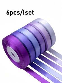 6pcs/1set Macaron Color Satin Ribbon, Bouquet Gift Packaging Ribbon Set, Suitable For Handmade, Birthday, Party, Wedding, Graduation Party Decoration - Multiple Styles - View 15