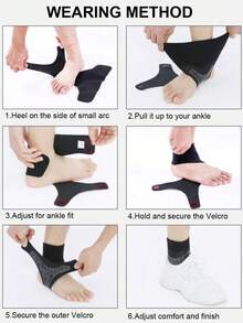 1 Pair Elastic Ankle Compression Sleeve, Ankle Support Brace For Ankle Sprain, Men Women - Black - View 10