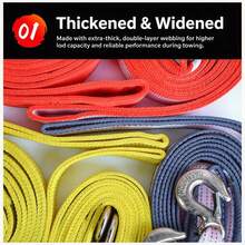 1 Set 5m 5T Heavy Duty High Strength Wear-Resistant Nylon Car Tow Rope, Universal Emergency Vehicle Rescue Tow Strap, Bright Yellow Flat Webbing, Includes 2 Metal D-Shaped Shackles, Suitable For Cars, SUVs, Trucks, Off-Road Rescue - A - View 8