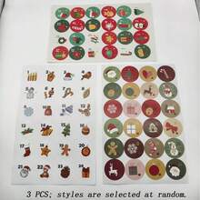 3PCS Round Self-Adhesive Christmas Stickers Set (24pcs) - Random Style - Christmas Series Numbered Self-Adhesive Convenience Sticky Seal Stickers - one-size - View 9