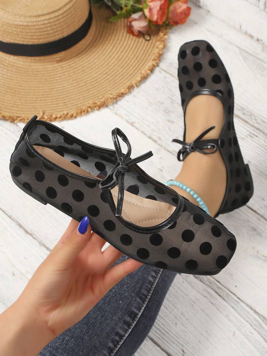 Women's Flat Mesh Lace Hollow Out Shoes, Summer New Style - Black - View 1