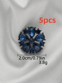 5pcs Sparkly Petal Crystal Sewing Buttons, Floral Rhinestone Inlaid Black Metal Hand Sew Buttons For Wedding Garment Embellishment - Multicolor - View 17