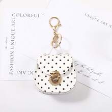1pc Polka Dot Mini Bag Charm, Faux Leather Small Storage Pouch Keychain, Cute Backpack Handbag Accessory, Suitable For Women, Birthday Thanksgiving Christmas Gift - Multicolor - View 11