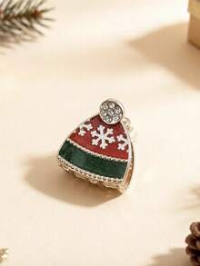 3pcs Christmas Rhinestone Enamel Mini Hair Clips Set, Cute Holiday Style Hair Accessories, Shiny Snowflake Christmas Tree Bow Hat House Design, Suitable For Women Girls Winter New Year Party Hair Accessories And Daily Fashion Wear - Multicolor - View 7