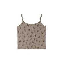 Elegant Knit Ditsy Floral Camisole & Cardigan 2 Pieces Set, Korean Style Women's Top - Khaki - View 9