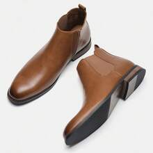 New Men's Chelsea Boots, Elastic Side Ankle Boots, Vintage Brown Business Casual Versatile Shoes - Brown - View 4