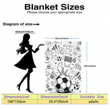 1pc Soccer Graffiti Digital Print Flannel Blanket - Modern Style, Soft Comfortable Polyester Knit Material For All Seasons, Multi-Purpose, Suitable For Sofa, Bed, Travel, Camping, Chair, Gift Blanket - White - View 9