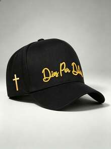 1pc Gothic Men Hats Letter Embroidered Side The Cross Printing Baseball Cap Adjustable Design Great For Travel, Parties, Running, And Sun Protection. - Multicolor - View 12