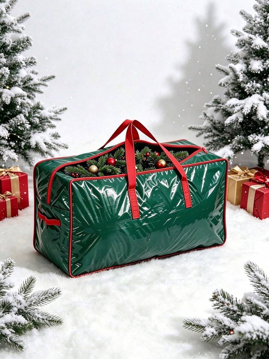 Extra Large Christmas Tree Storage Bag With Zipper And Handles, Holiday Gift/Wreath/Wrapping Paper Storage Bag, For Christmas Storage, Garage, Attic, Garden Storage Room, Holiday Decoration Organization, Large Capacity Outdoor Storage Bag, Garden Home Storage Bag - Green - View 1
