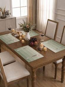 1/4/6pcs Gradient Color Modern Living Room Dining Table Placemats, Non-Slip Square Style Table Mats, Washable, Kitchen Mats, Coffee Table Mats, Heat Resistant Mats, Suitable For Weddings, Gatherings, Dining And Home Decor - Pastel Green - View 5