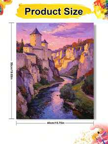 Paint By Numbers Riverside Castle Kit For Adults Frameless Acrylic Canvas Art, DIY Home Decor, Great Gift Idea For Birthdays, Holidays Gifts. - Sets - View 8