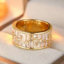 1 Pc Retro Double-Color Wide Unisex Ring, Luxurious Classic Style For Daily & Party, Engagement Commitment Anniversary Gift - Gold - View 8