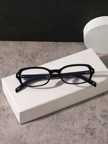 1 PC Men's Classic Black Frame Rectangle Glasses PC Material Casual And Versatile Style Lightweight For Office Leisure Daily Wear With Glasses Box - Multicolor - View 2