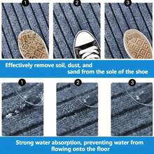 1pc Long Runner Rug Kitchen Mat Entryway Door Mat Foot Mat Long Kitchen Mat Non-Slip Carpet Bathroom Door Mat Home Door Mat Entrance Mat Dirt-Resistant Door Mat Hallway Carpet Suitable For Kitchen, Living Room, Hallway, Bathroom Entrance - Gray Stripes - View 12