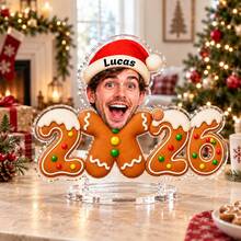 1pc Custom Santa Hat Photo Christmas Ornament 2026, Personalised Name Gingerbread Man Acrylic Stand, Holiday Keepsake Gift,Christmas Gift - Multicolor - View 15